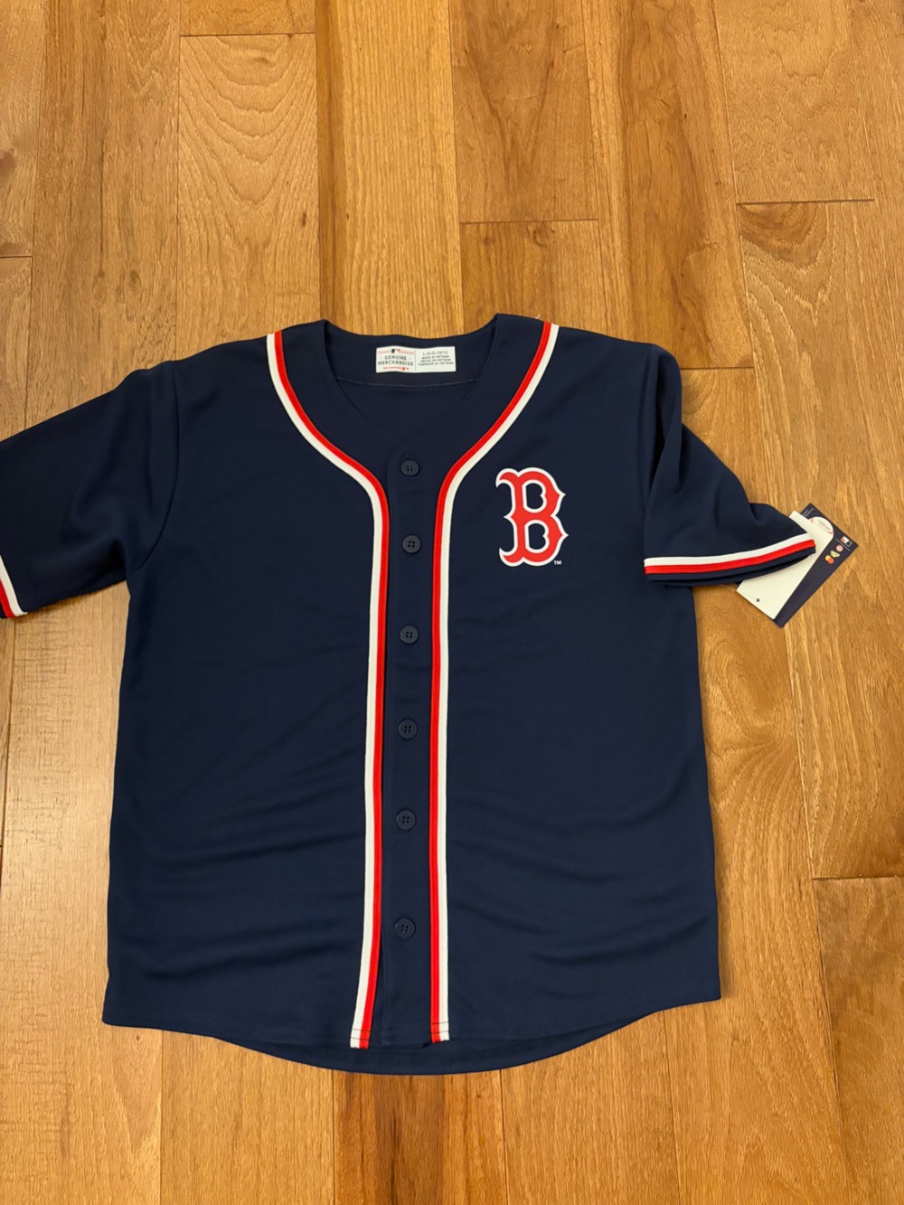 Genuine Merchandise Boys Navy Red White Boston 'B' Baseball Jersey Top